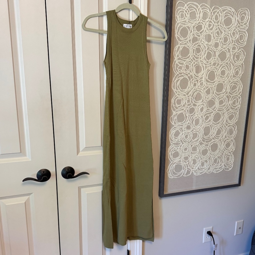 NWT The Drop Tank Dress Size XXS in Olive Oil